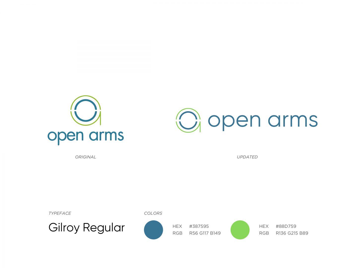 Updated logo and branding for Open Arms Ministry