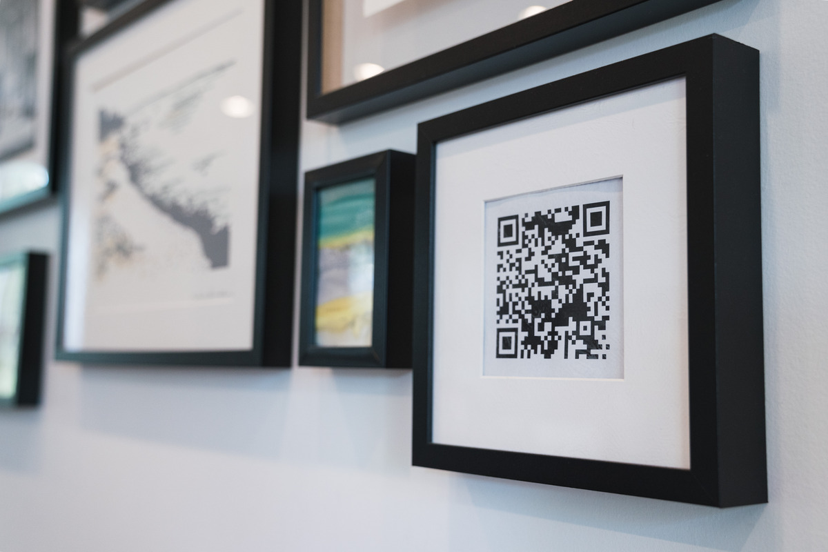 Photo of a picture frame with a QR code in it