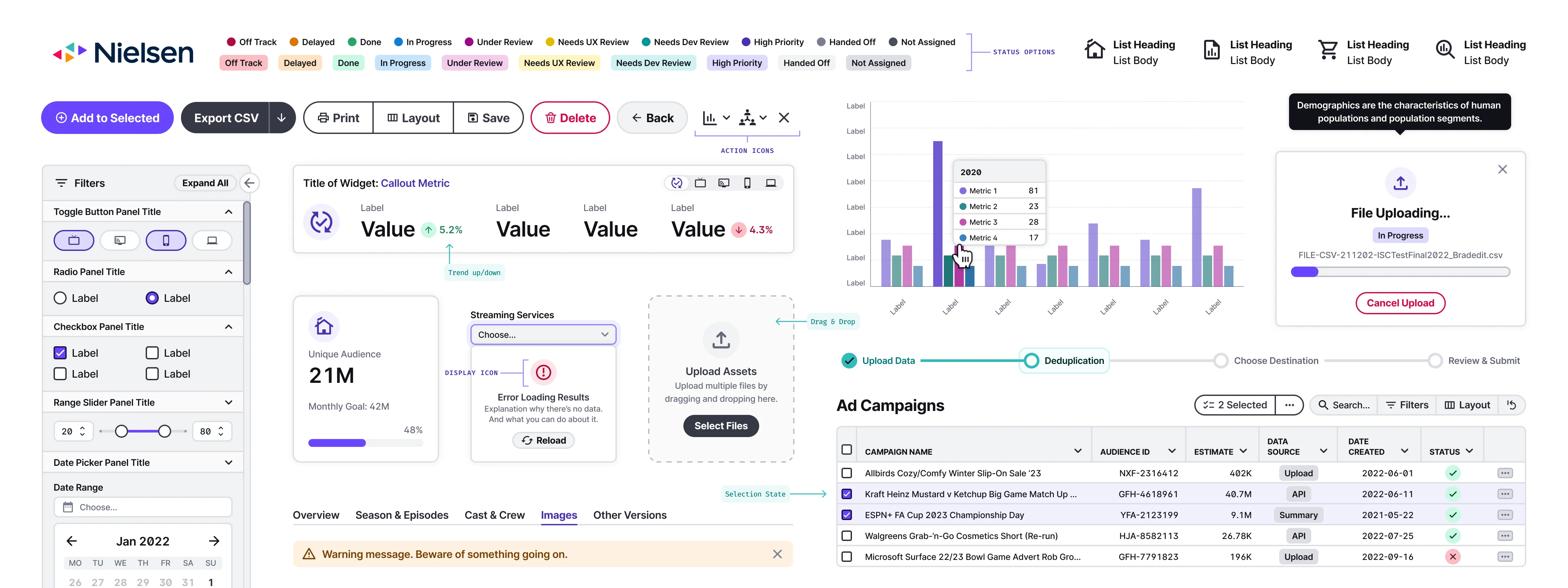 Image of UI elements from Nielsen Global Design System