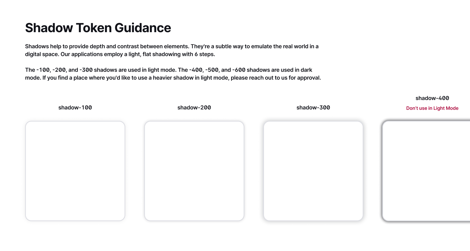 Shadow tokens guidance and documentation