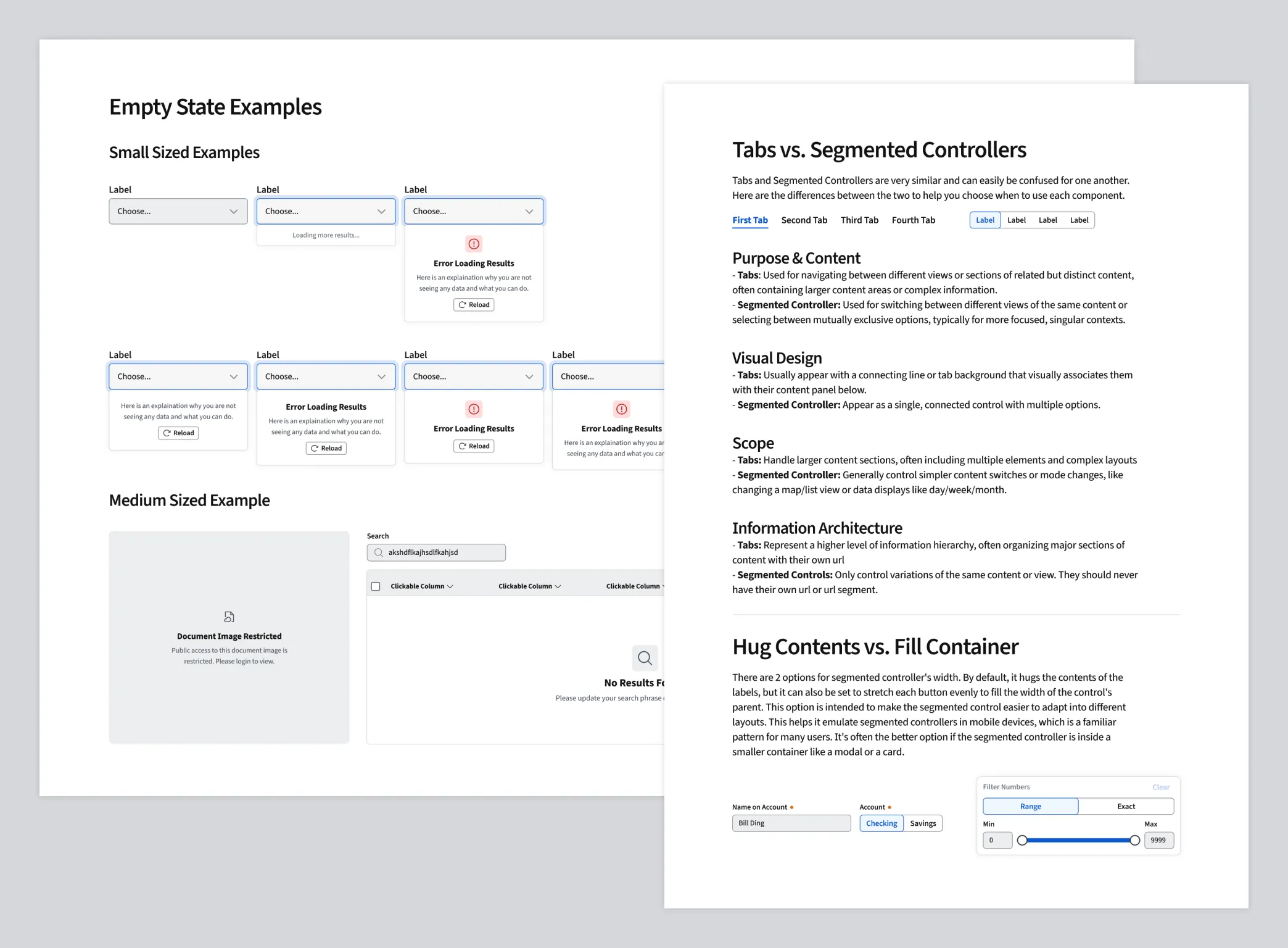 Documentation including user flows, interaction states, and usage guidance